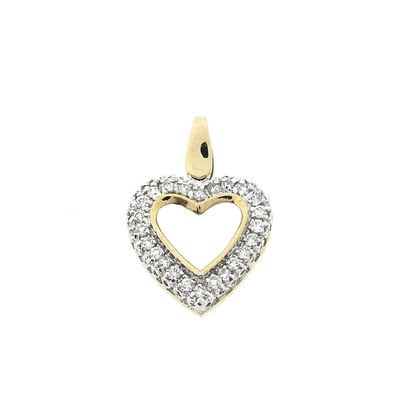 Two-tone gold heart pendant with zirconia; Altinbas Image 1 of Two-tone gold heart pendant with zirconia; Altinbas