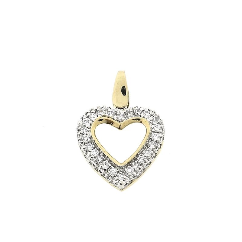Image 1 of Two-tone gold heart pendant with zirconia; Altinbas