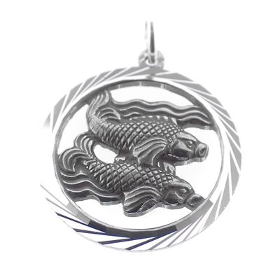 Image 2 of Silver zodiac sign pendant; Pisces