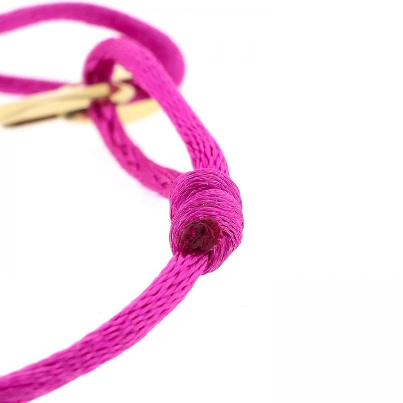 Image 5 of Forever Knots® Handmade Magenta Satin Bracelet with Gold Link