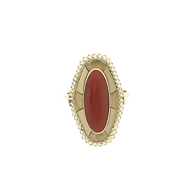 Image 3 of Gold ring with red coral | Vintage/antique