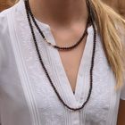 Image 10 of Glass bead necklace/saucer with gold clasp; Antique/vintage | 116 cm