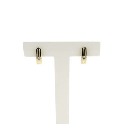 Image 1 of Bicolor gold stud earrings with zirconia