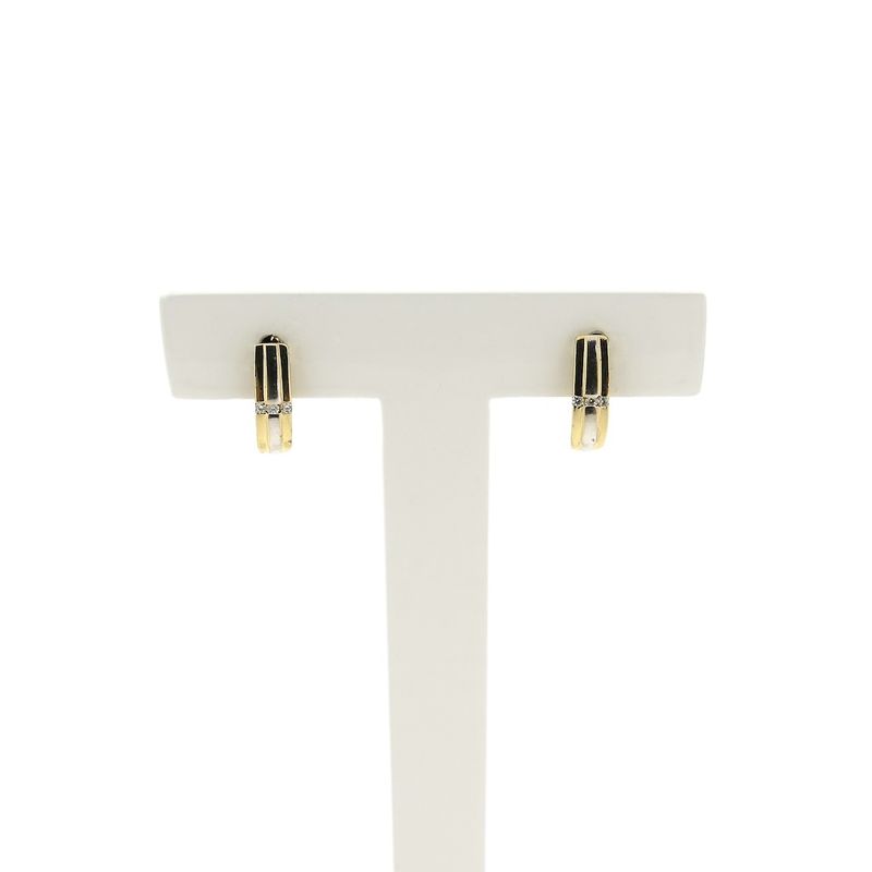 Image 1 of Bicolor gold stud earrings with zirconia