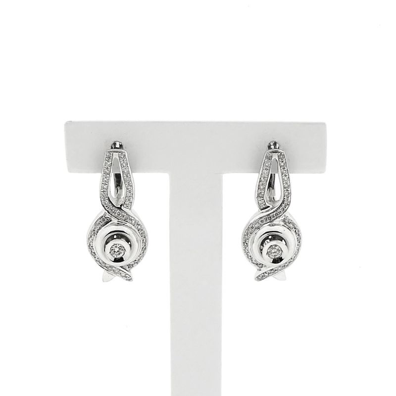 Image 1 of White gold earrings with diamonds; 0.59 ct.