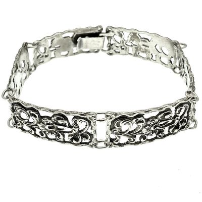 Image 1 of Silver bracelet with floral motif | 19 cm