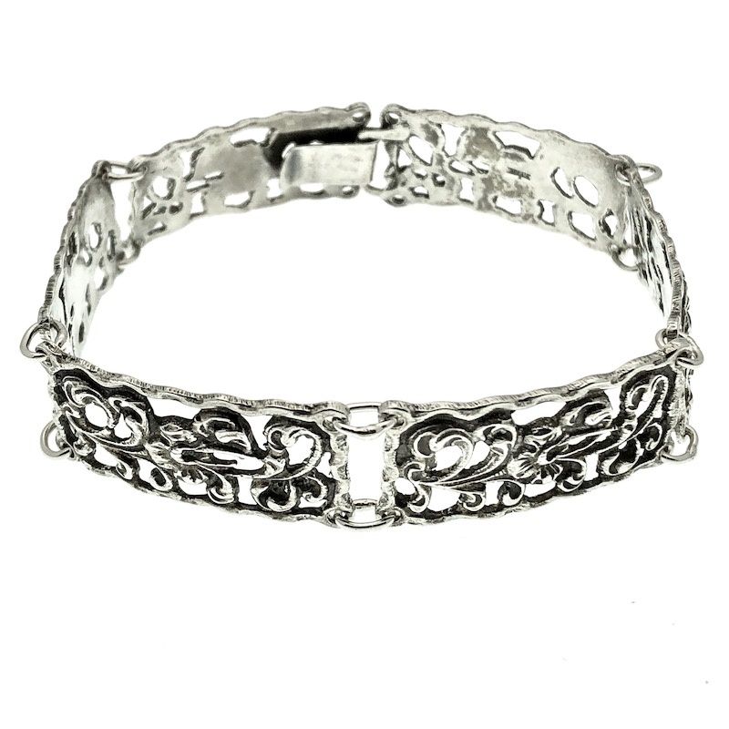 Image 1 of Silver bracelet with floral motif | 19 cm