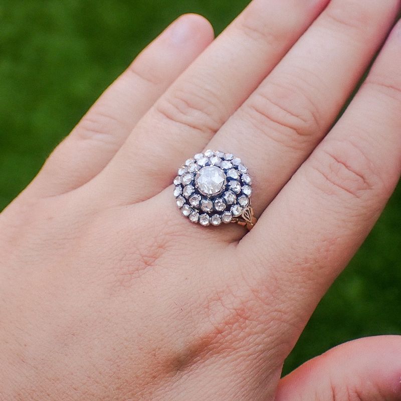 Image 4 of Victorian cocktail ring with rose-cut diamonds | approx. 0.94 ct.