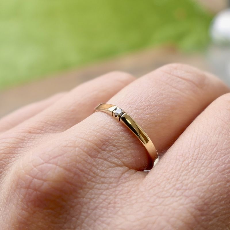 Image 8 of Gold solitaire ring with diamond | 0.02 ct.