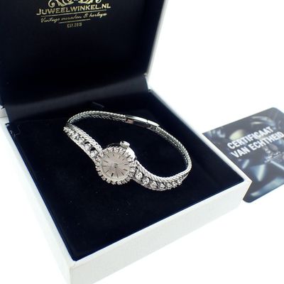 Image 2 of Omega vintage dress watch; 18k white gold women's watch with diamonds