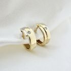 Image 2 of Two-tone gold hoop earrings with zirconia; Ø 15.1 mm