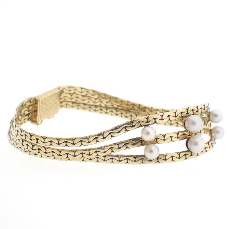 Image 6 of Vintage gold bracelet with pearls