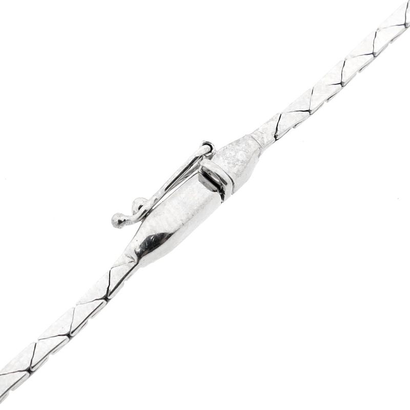 Image 8 of White gold necklace with fixed pendant of sapphires and diamonds; 0.14 ct.