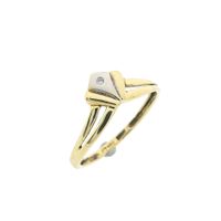 Bicolor gold ring with diamond; 0.005 ct.