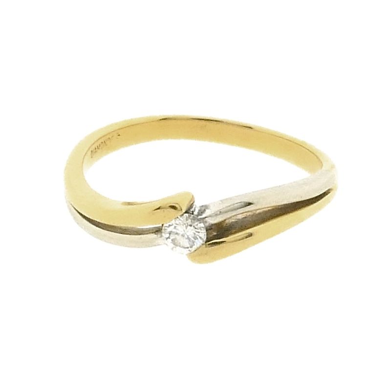 Image 3 of Two-tone gold solitaire ring with 0.08 ct. diamond | Diamonde