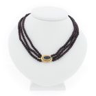 Image 1 of Antique garnet bead necklace with gold decorative clasp | 62 cm