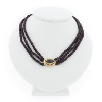 Antique garnet bead necklace with gold decorative clasp | 62 cm