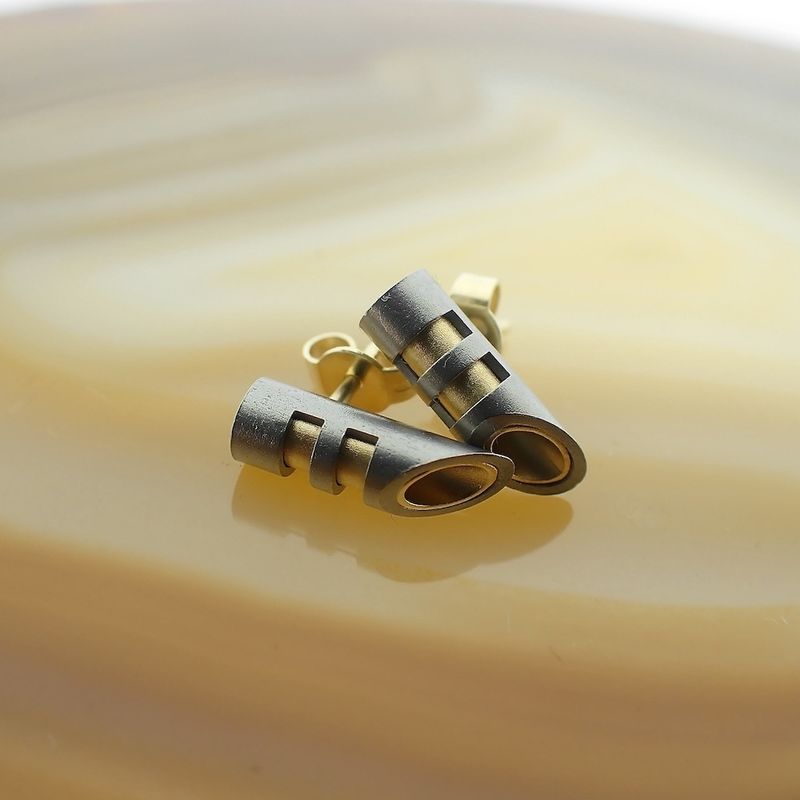 Image 3 of Gold stud earrings with titanium