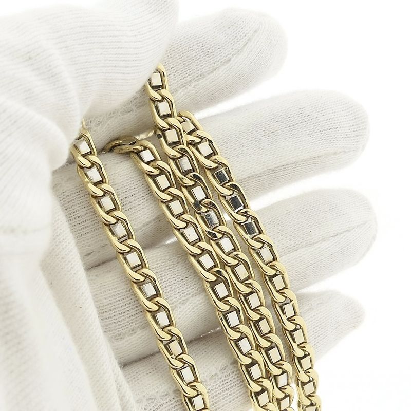 Image 7 of Gold long gourmet link necklace