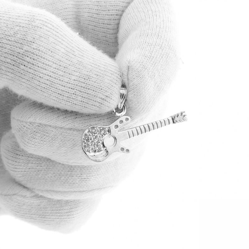 Image 6 of Silver pendant of a guitar with zirconia