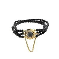 Antique glass bead bracelet with gold clasp