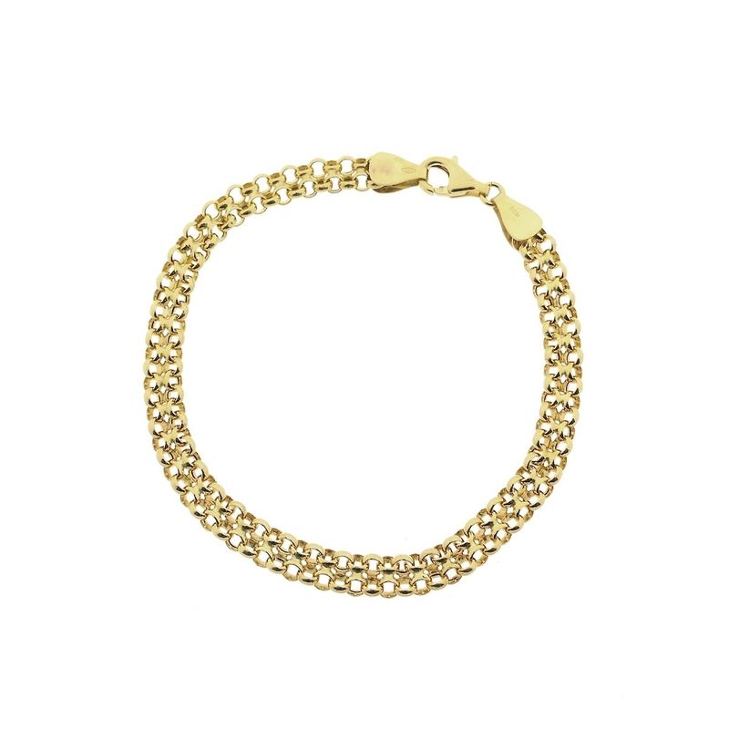 Image 3 of Double gold jasseron link bracelet | 19 cm