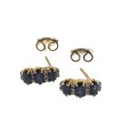 Image 8 of Bicolor gold stud earrings with sapphire and diamond | 0.20 ct.