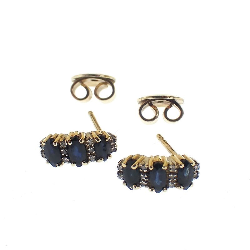 Image 8 of Bicolor gold stud earrings with sapphire and diamond | 0.20 ct.