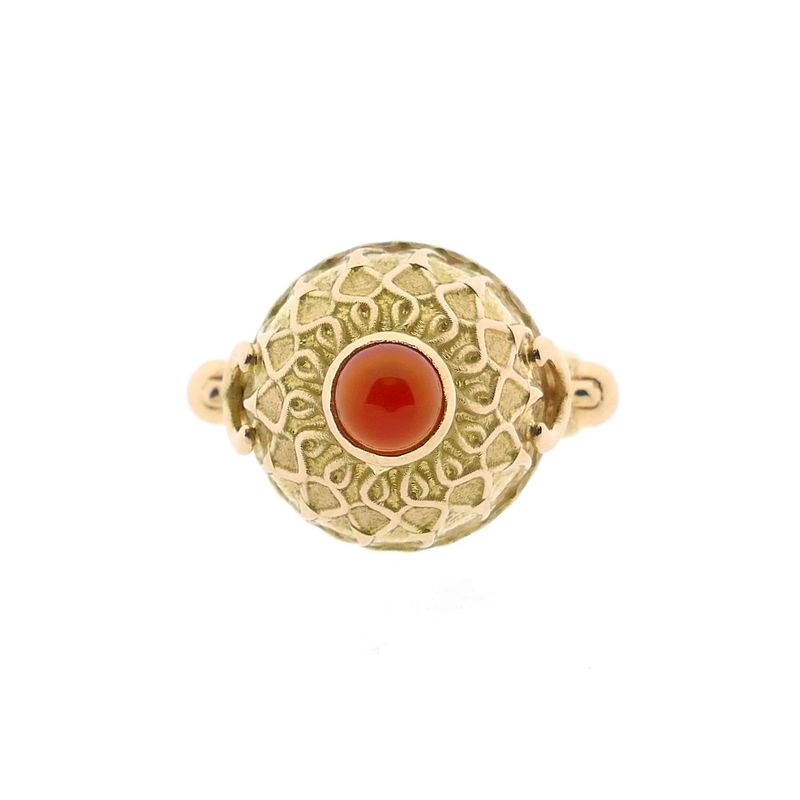 Image 3 of Vintage two-tone gold ring with carnelian