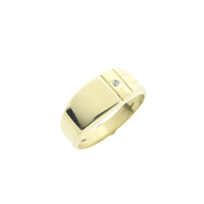 Image 1 of Gold signet ring with diamond; 0.005 ct. | Men's