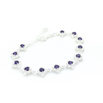 Image 2 of Silver bracelet set with white and purple zirconia