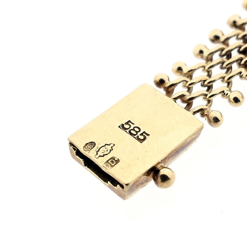 Image 8 of Gold gallery wire link necklace with balls