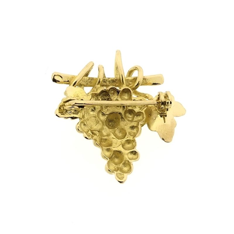 Image 3 of Gold brooch of a bunch of grapes.