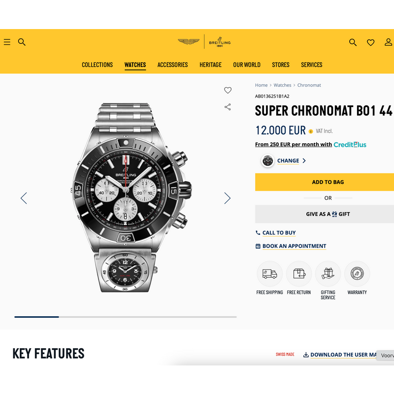 Image 15 of Breitling Super Chronomat B01 44 Chronograph Watch