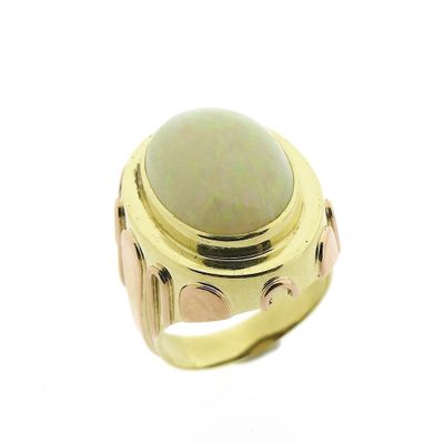 Image 1 of Two-tone gold ring with white opal