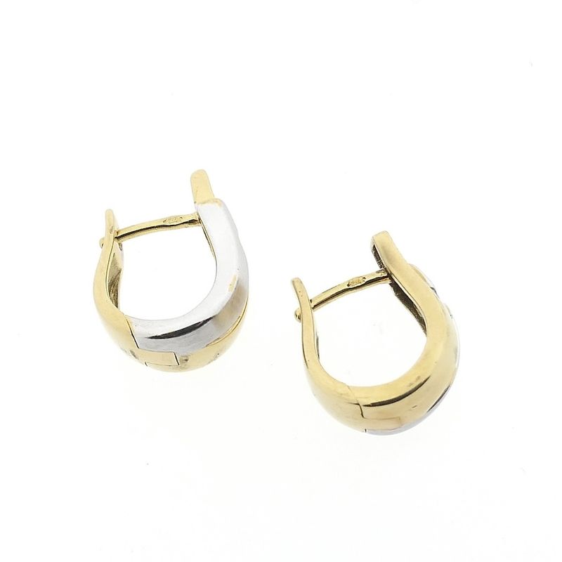 Image 5 of Two-tone gold earrings with diamonds | 0.04 ct.