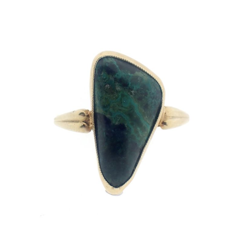 Image 5 of Gold ladies ring with malachite
