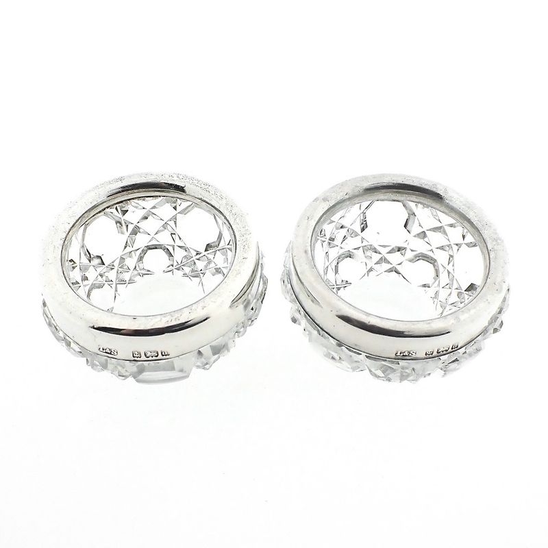 Image 8 of Crystal salt and pepper shaker set with silver rim | Vintage