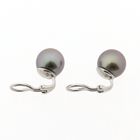 Image 1 of White gold clip-on earrings with Tahitian pearl
