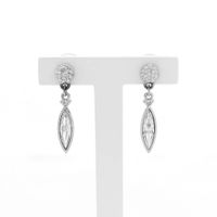 Silver long earrings with zirconia | Swarovski