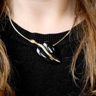 Image 12 of Gold necklace with onyx and diamonds; 0.03 ct.