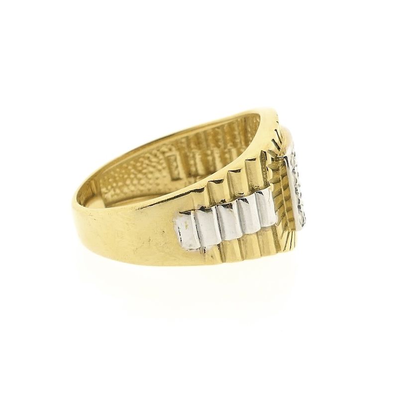 Image 8 of Two-tone gold Rolex President band ring with zirconia