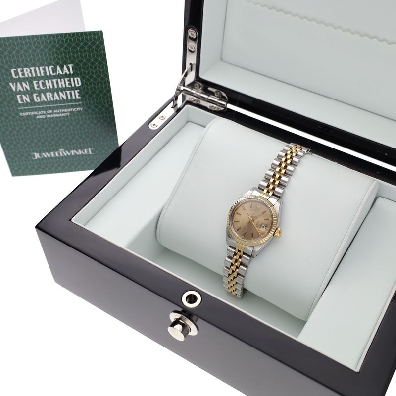 Image 4 of Rolex Oyster Perpetual Date 26mm 6917; Vintage 18k Gold/Steel Women's Watch