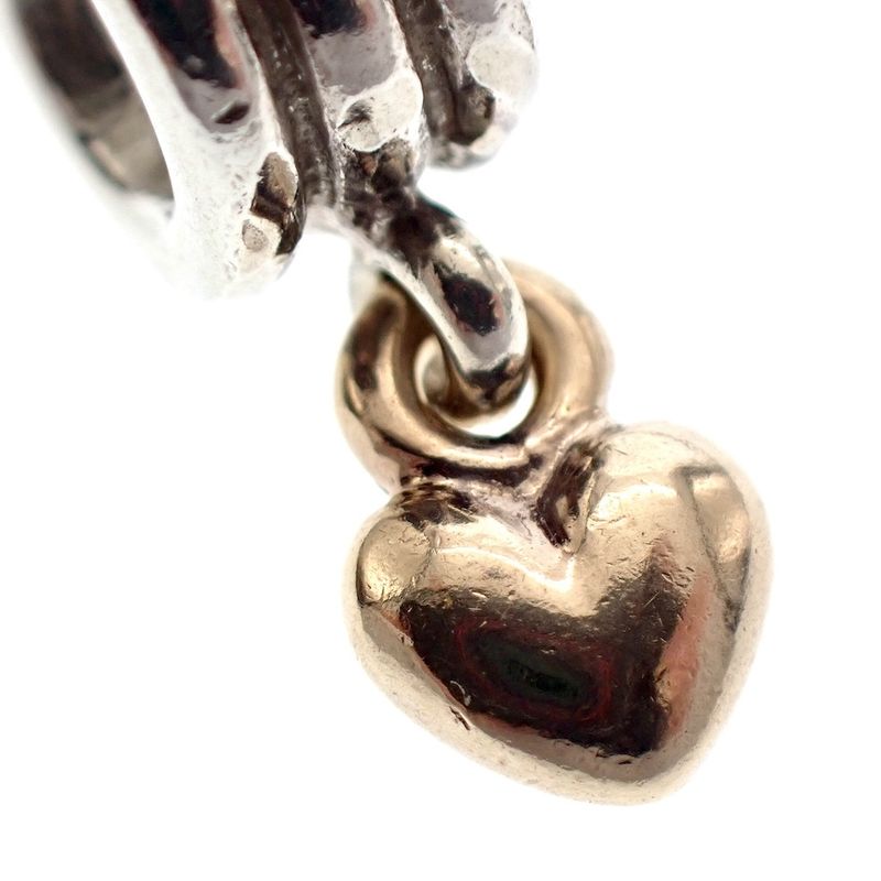 Image 3 of Pandora charm; Silver with gold; Hanging Golden Heart