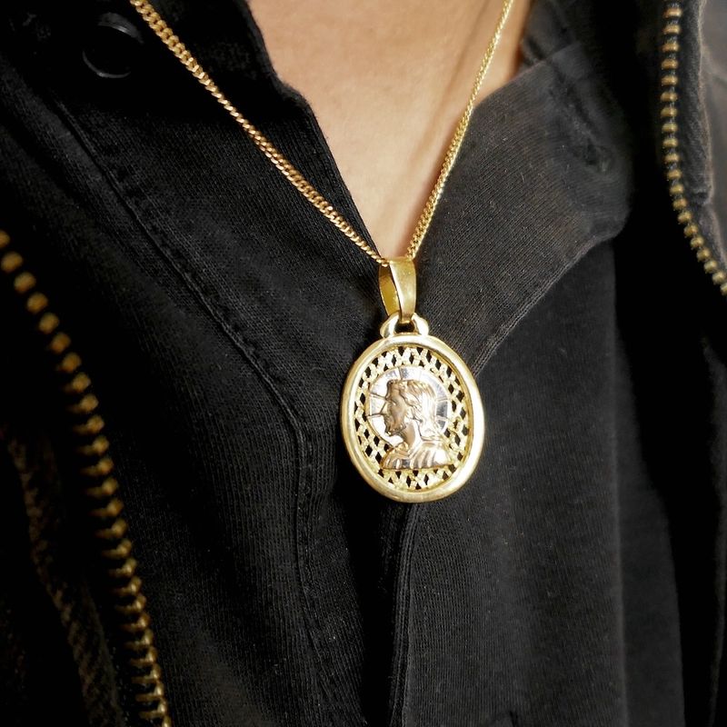 Image 3 of Two-tone gold pendant of Jesus Christ