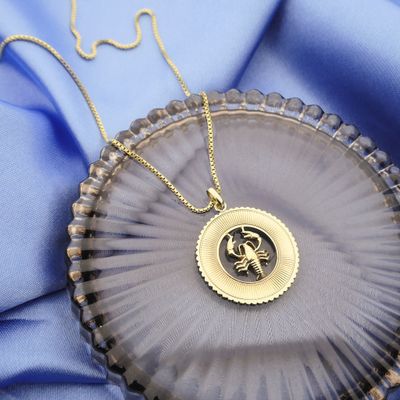 Image 2 of Gold zodiac sign pendant; Cancer