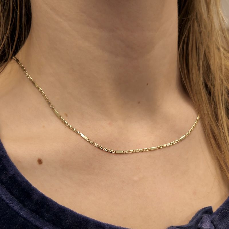 Image 7 of Gold closed figaro link necklace | 47 cm