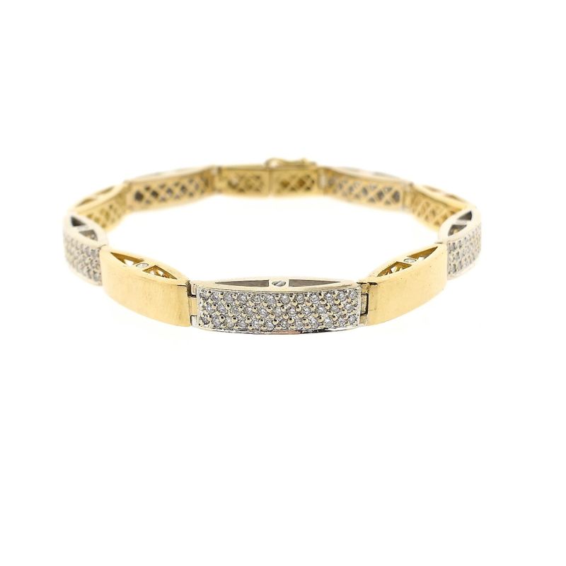 Image 4 of 18K Bicolor Gold Link Bracelet with Diamonds; 1.055 ct.
