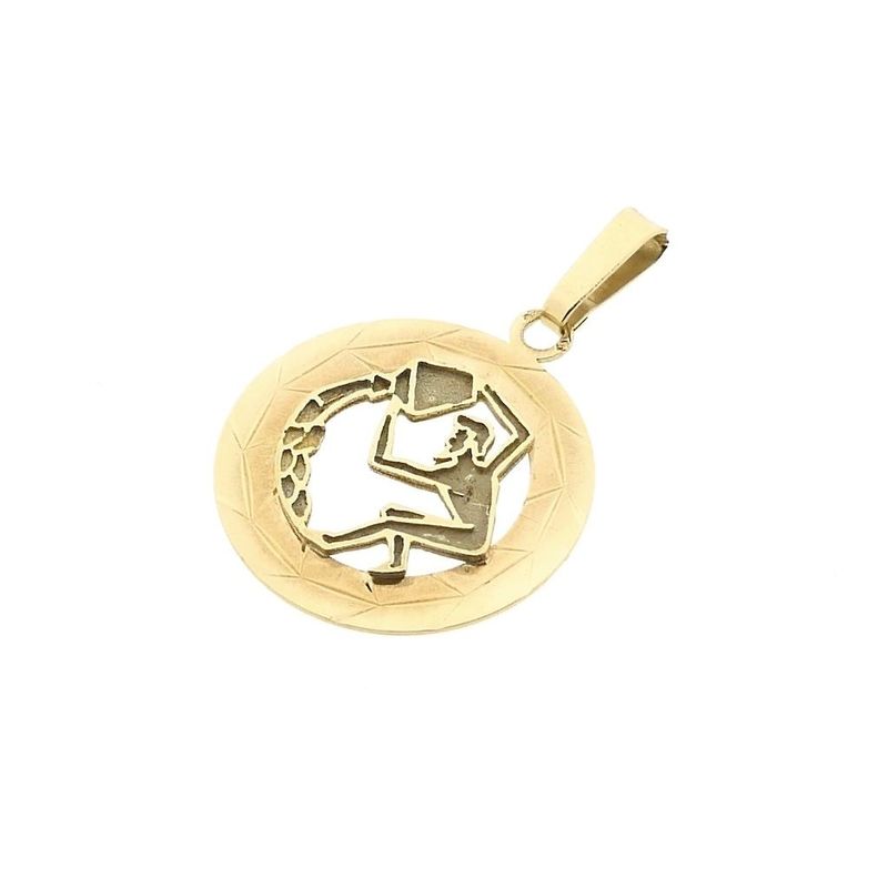 Image 5 of Gold zodiac sign pendant; Aquarius