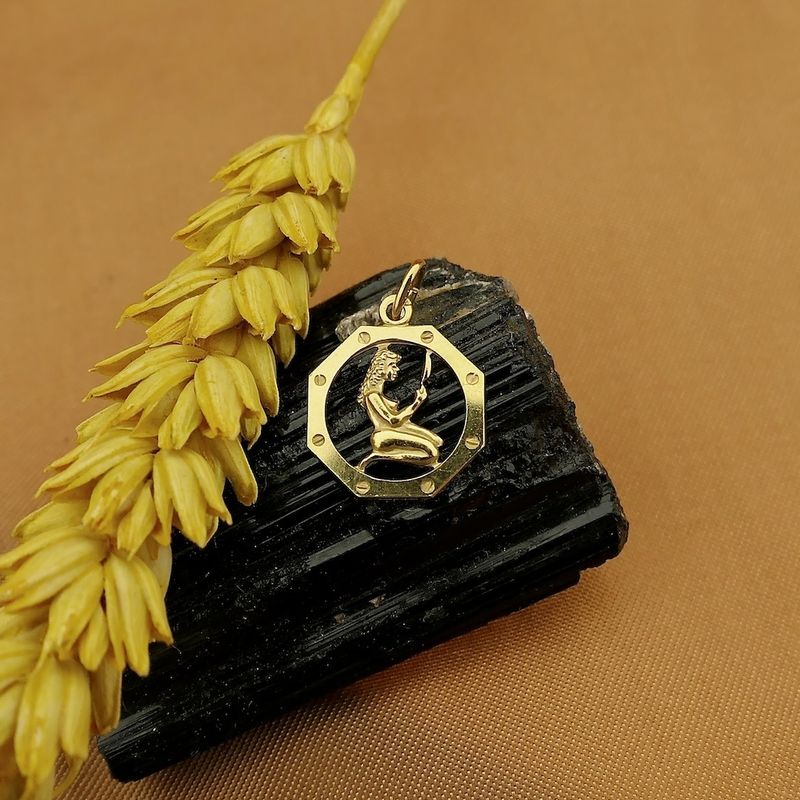 Image 2 of Gold zodiac sign pendant; Virgo